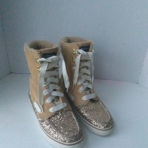 Sperry High Top Sneaker Ankle Boots~Beige Sparkle!